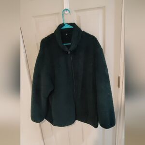 Uniqlo XXL Green Sherpa Zip Jacket